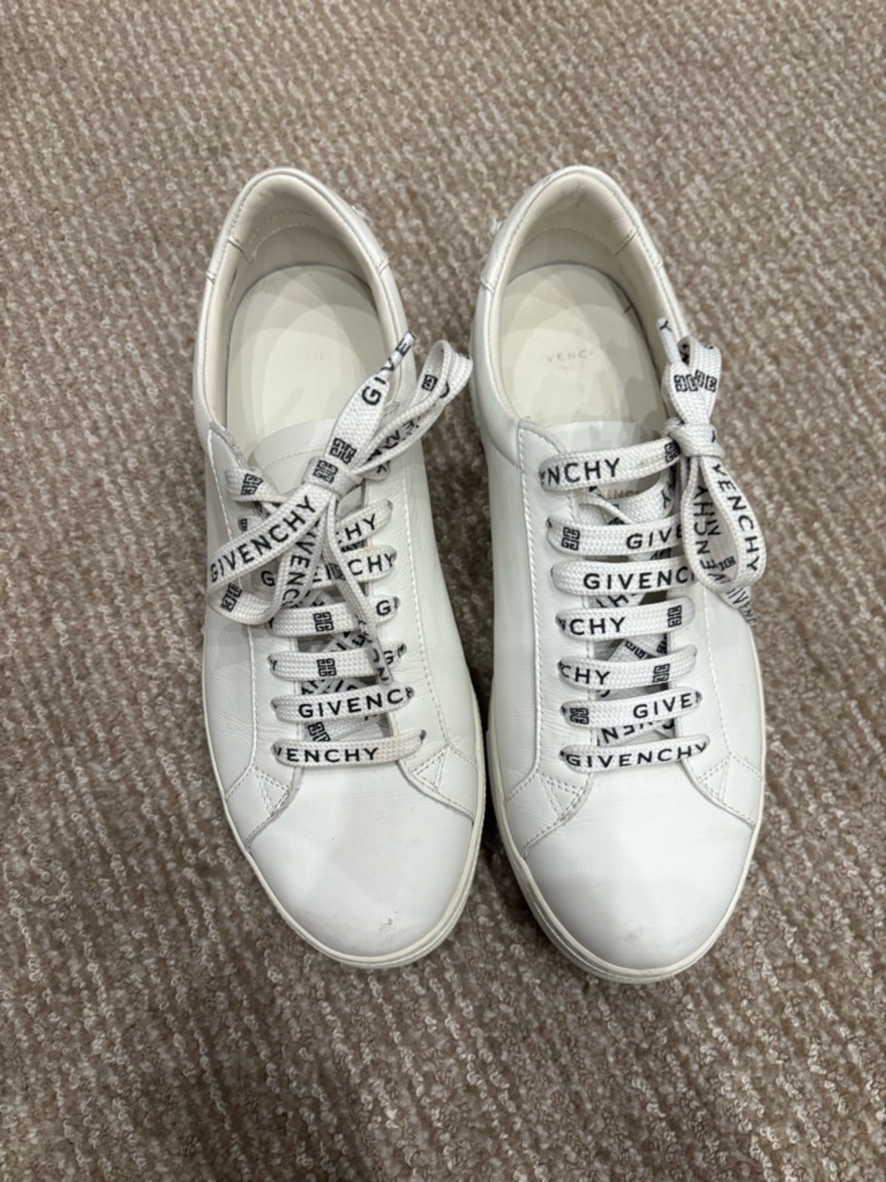 Givenchy White Leather Logo-Lace Low-Top Sneakers